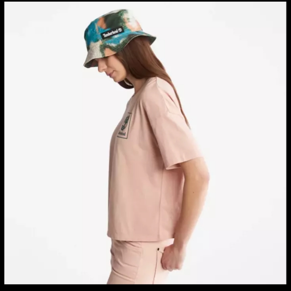 Timberland Relaxed Fit Blush Logo Tee Women's Large 🆕 - Picture 4 of 9